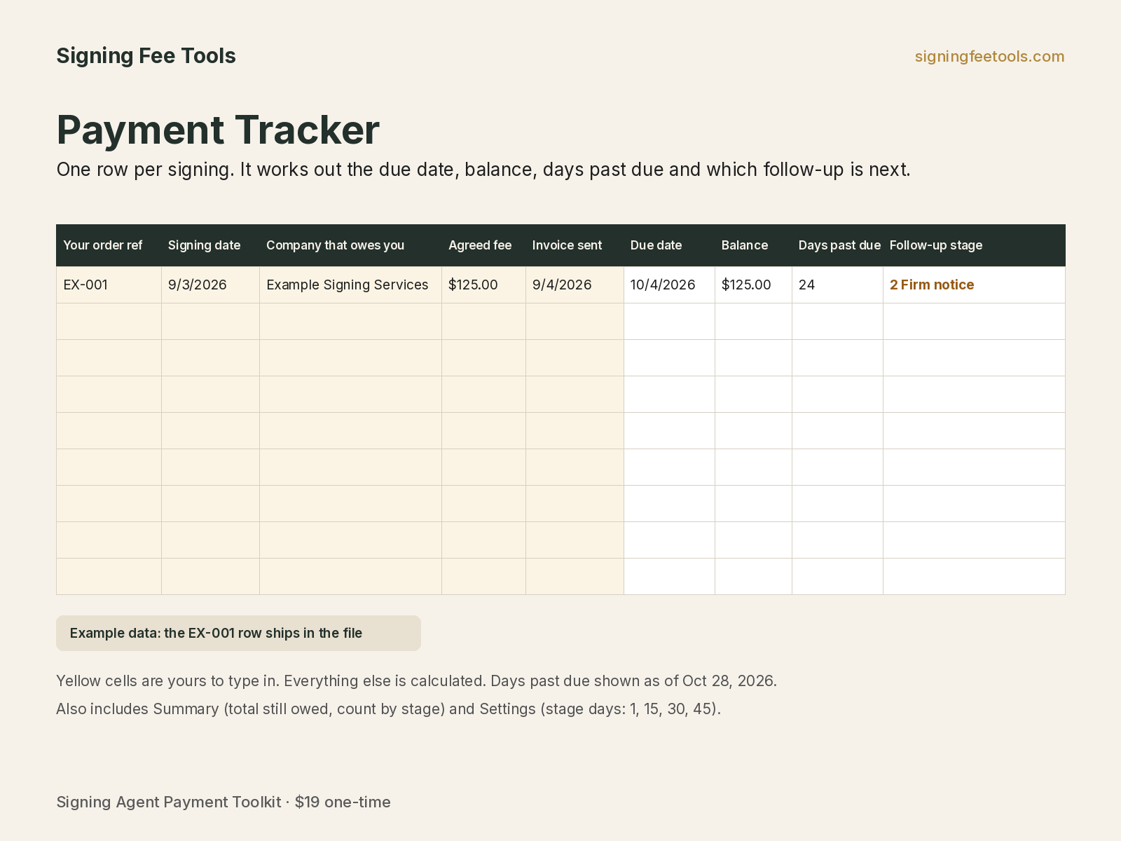 Payment tracker spreadsheet